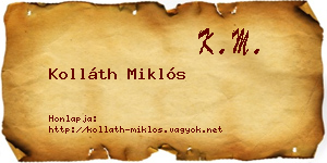 Kolláth Miklós névjegykártya